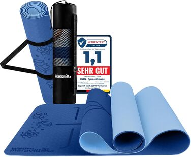 Килимок для гімнастики та йоги LA MENTE ES MARAVILLOSA: антиковзкий, з сумкою та E-book, 183x61 см