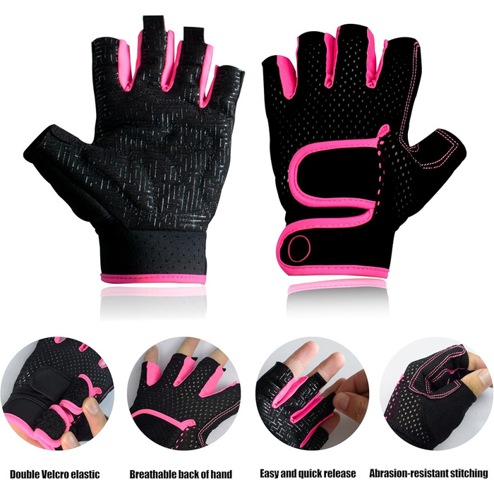 Фитнес рукавички для чоловіків Daen, тренувальні рукавички для силових тренувань, важкої атлетики, тренувань на тренажерах, велоспорту (M, Чорний Рожевий)
