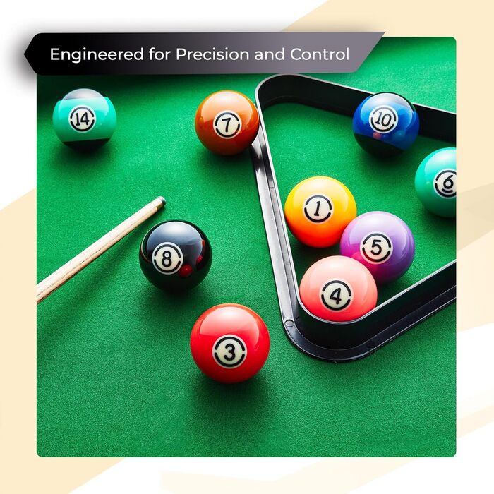 Преміум-набір для більярду: чорні кульки для більярду, клас AA+, 5,1 см, стандартний розмір UK, набір з кульками для більярду з позначками, для більярдного столу