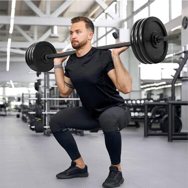 Штанга wuuhoo® Vera 120/150/200 см, сталь чорна, діаметр 30 мм, зі зіркоподібним замком, для фітнесу вдома, вантажопідйомність 70-90 кг