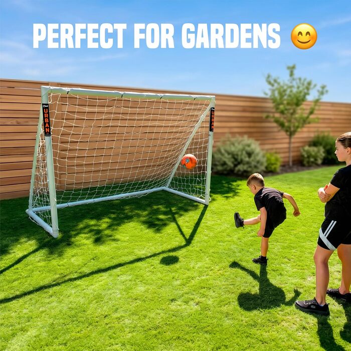Футбольні ворота для саду Amazon Exklusives Football Flick Tor, всепогодні, посилений uPVC 70 мм, з системою фіксації, білі, 3.6 x 1.8 м