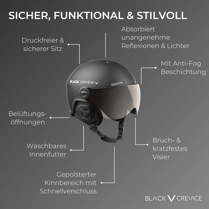 Гірськолижний шолом Black Crevice Arlberg з 2 візорами, розмір S (51-54 см), карбон, біло-синій
