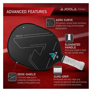 Професійна ракетка для піклболу JOOLA Radius Pro з текстурованою карбоновою поверхнею, поліпропіленовим стільниковим ядром 16 мм для максимального контролю та спіну