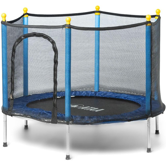 Батут для дітей Salty 140 см з сіткою, захистом та блискавкою, блакитний (для дому та вулиці)