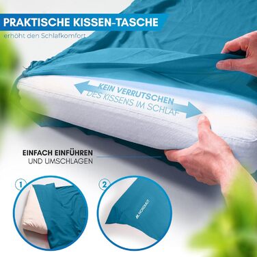 Спальний мішок NORDMUT® для подорожей: ультралегкий, дихаючий, з відділенням для подушки (блакитний, поліестер)