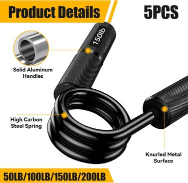 Набір з 4 еластичних тренажерів для рук та пальців, регулювання опору 22.5-90 кг, для спортсменів та відновлення, неслизьке покриття