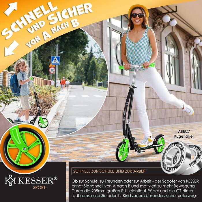 Дитячий самокат KESSER® Cityroller для міста, складаний, трюковий