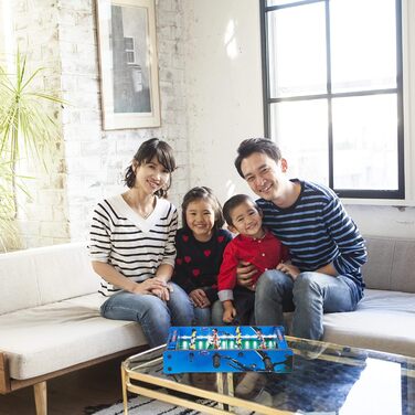 Настільний футбол Relaxdays з LED-підсвіткою, для дітей і дорослих, 4 ігрові стрижні, 2 м'ячі, синій