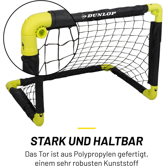 Ворота для футболу Dunlop - складані, чорно-жовті, 50x44x44 см - для гри в саду та в приміщенні