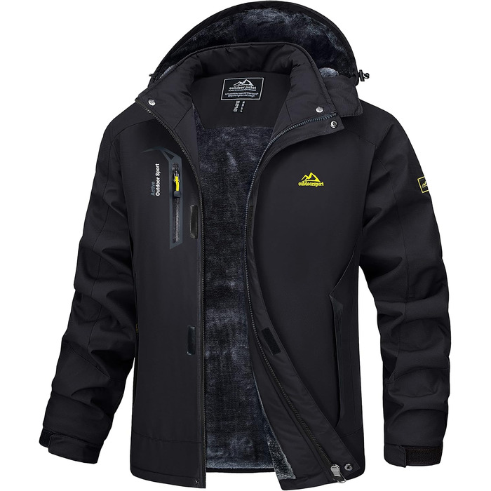 Зимова куртка MAGCOMSEN для чоловіків: тепла, водонепроникна, з капюшоном. Підходить для катання на сноуборді, активного відпочинку та роботи. Розмір L, чорний колір.