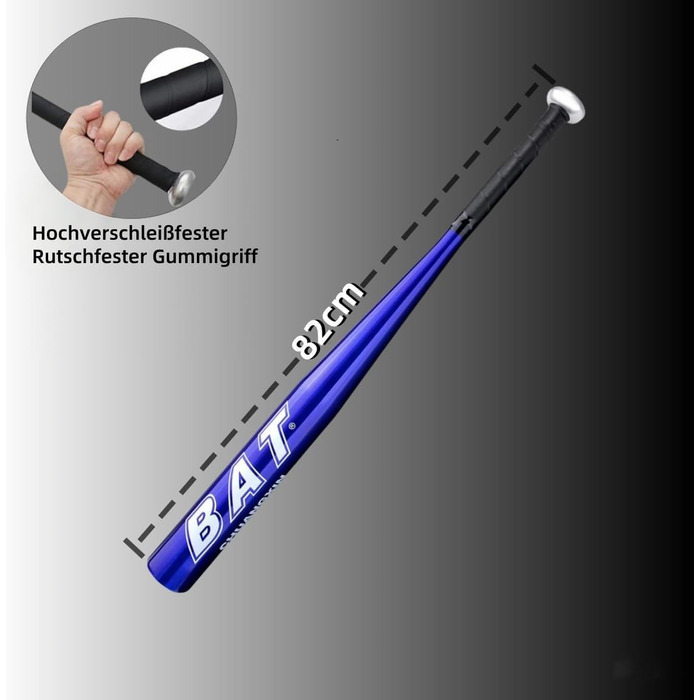 Бейсбольна бита 82 см (32 дюйми), алюмінієва з неслизькою ручкою, блакитна. Підходить для бейсболу та самозахисту