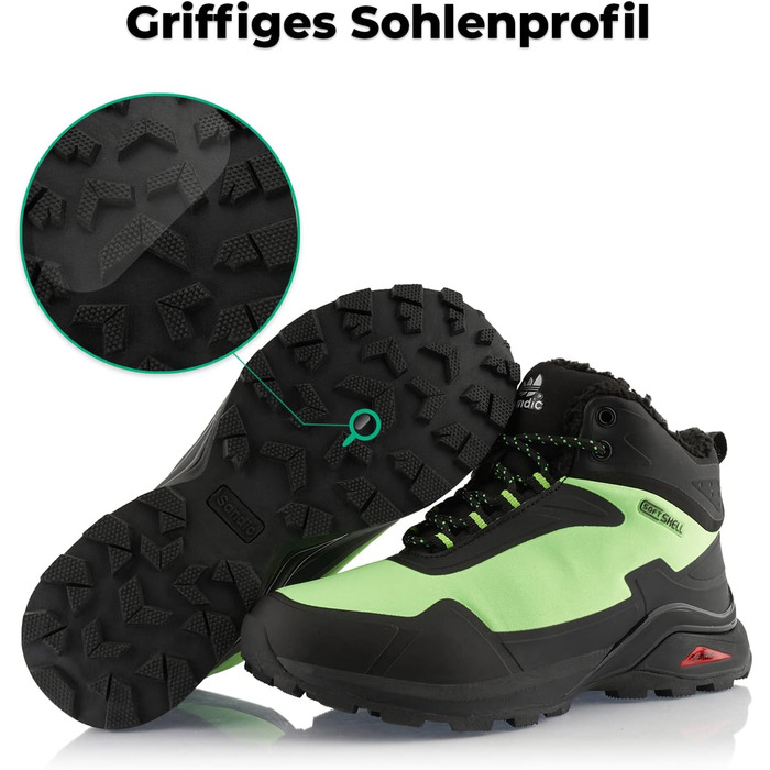 Черевики для піших прогулянок для жінок та чоловіків, теплі, з підкладкою, трекінгові черевики 44 EU, чорно-зелені