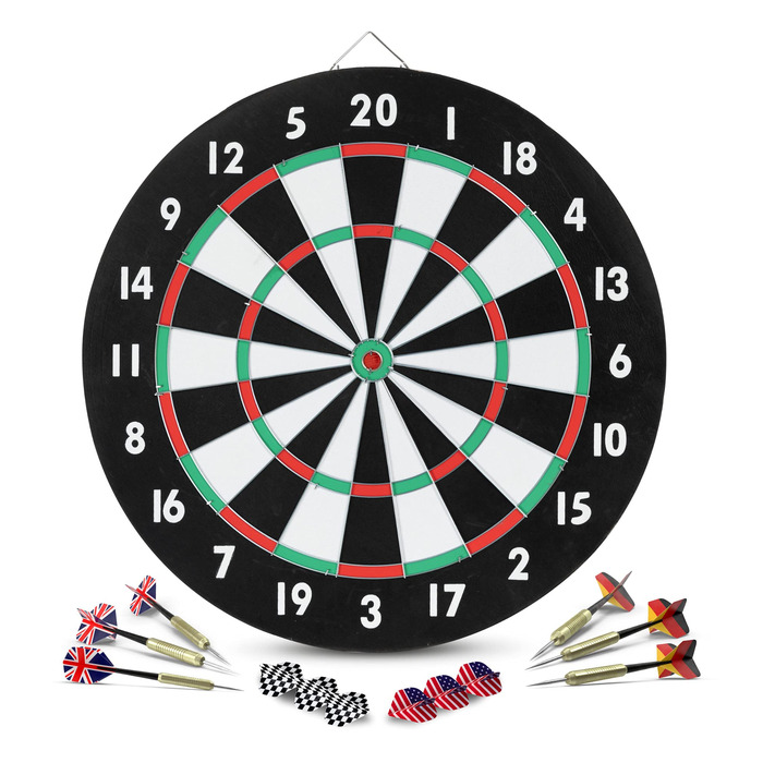Dartscheibe Stagecaptain DBP-1810 Bullseye: Паперова мішень для дротиків з дротиками - для початківців, двостороння
