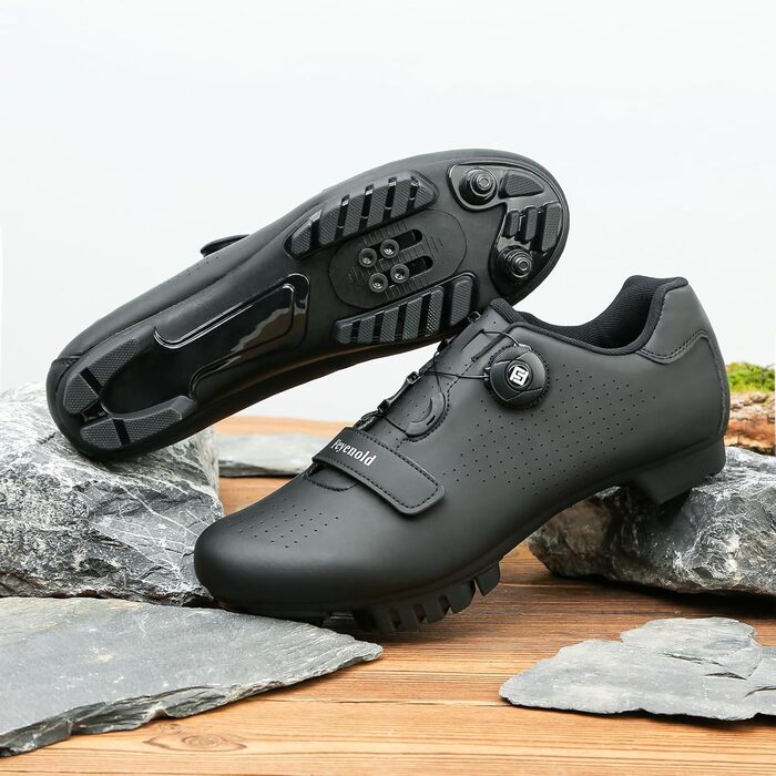 Велосипедні черевики для чоловіків та жінок, MTB, Radsport, сумісні з SPD Cleats, чорні, 44 EU