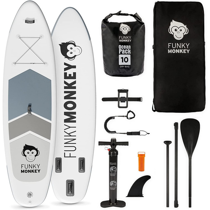 Надувний SUP Board Funky Monkey® | 335x84x15 см | Комплект з веслом, насосом та водонепроникним мішком | Для початківців та професіоналів