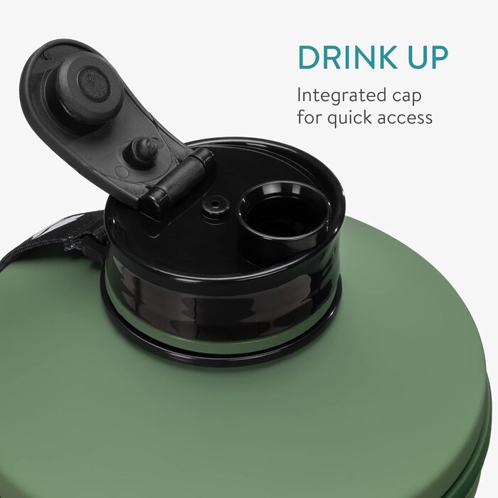 Спортивна пляшка Navaris 2,2 л для води, BPA-free, міцна, з ручкою, зелена, для фітнесу та тренувань