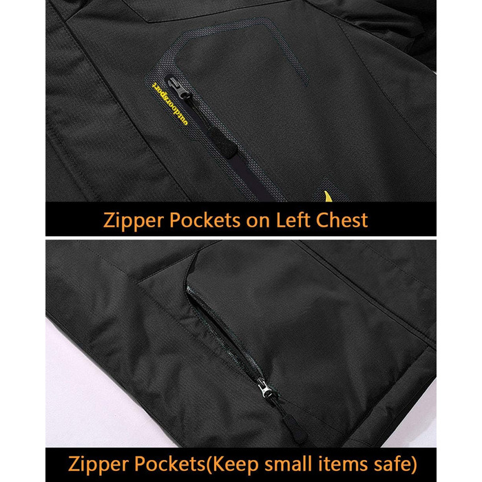 Чоловіча зимова куртка EKENTSON: водонепроникна, вітрозахисна, з підкладкою, для хайкінгу та активного відпочинку, 4 кишені (XL, сіро-чорний)