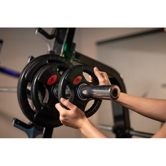 GYM DISTRICT Диски для штанги 50 мм, гумовані, чавунні, з ручками, набір 10 кг (2×5 кг), для олімпійської штанги, тренування вдома