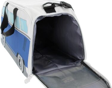 Сумка BRISA VW Retro-Sport у формі автобуса Volkswagen T1 Bulli, синьо-бежева, мала (50x25x26 см), через плече, для фітнесу