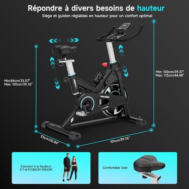 Велотренажер Wenoker з LCD-дисплеєм, магнітний, регульований, до 160 кг