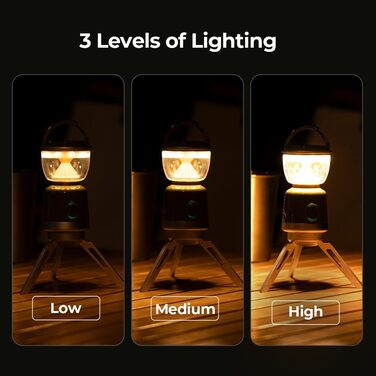 Ліхтар для кемпінгу BougeRV, акумуляторний, знімний штатив, 2700K, 400LM, IPX5, для кемпінгу, подорожей, надзвичайних ситуацій
