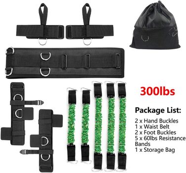 Стрічки для боксу Sfeexun: набір еспандерів для фітнесу та боксу, 300lbs, зелені