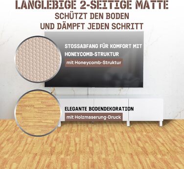 Набір модульних підлогових матів Yes4All для фітнесу та спортзалу, пазл-килим захисний (12 плиток 60x60 см, 4.5 м²), колір світлий дуб