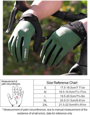 Велосипедні рукавички INBIKE для чоловіків, зелені, L - 2 пальці, сенсорний екран, зносостійкі, дихаючі