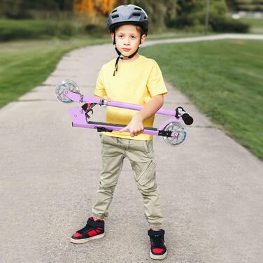 Дитячий ролер GOPLUS Roller Kinder 4 роки з LED-колесами, гальмом та підніжкою, регульований, алюмінієвий, до 70 кг