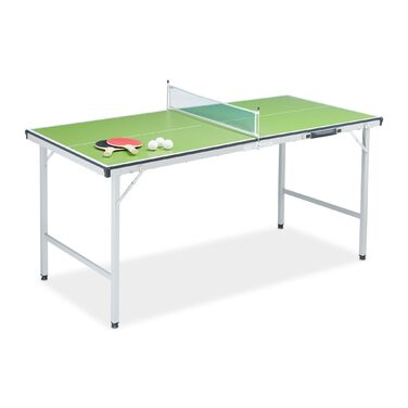 Складаний міні-стіл для настільного тенісу з сіткою – набір для пінг-понгу з 2 ракетками та 3 м'ячами, портативний, регульована висота, для використання в приміщенні та на вулиці