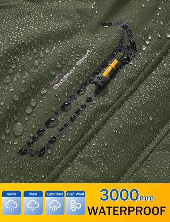 Зимова куртка MAGCOMSEN для чоловіків: тепла, водонепроникна, з капюшоном. Ідеальна для катання на сноуборді, активного відпочинку та роботи. Розмір XXL, колір хакі.