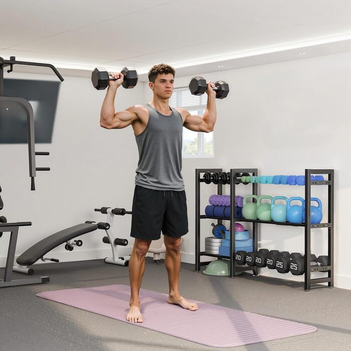 Регульований трирівневий стійка для гантелей 127 см. Стійка для коротких гантелей, 3 рівні, полиця для гантелей (без гантелей)