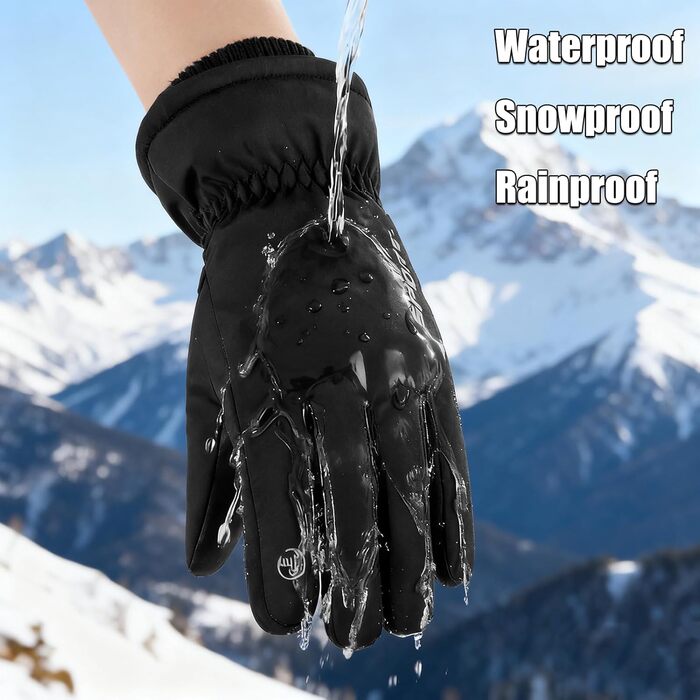 Чоловічі зимові рукавички KXF з натуральної шкіри, утеплені флісом, вітронепроникні, для їзди на велосипеді, водіння, бігу, кемпінгу та хайкінгу (Чорний)