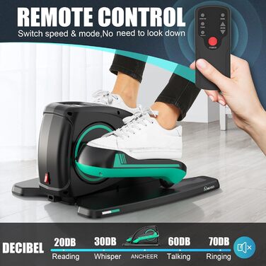 ANCHEER Міні-еліптичний тренажер під стіл - тихий педальний тренажер для літніх людей, офісу та дому, м'яке сидяче тренування для ніг, інтелектуальний LCD-дисплей, пульт дистанційного керування, зелений