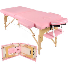 Масажний стіл складаний для косметології: дерев'яний масажний стіл з 2 зонами, мобільне масажне ліжко для фізіотерапії, тату та SPA
