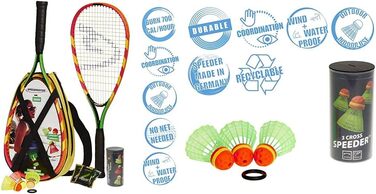Набір для кросмінтону Speedminton S600: 2 ракетки, 3 волани, світлові аксесуари, сумка, 3 м'ячі для вулиці