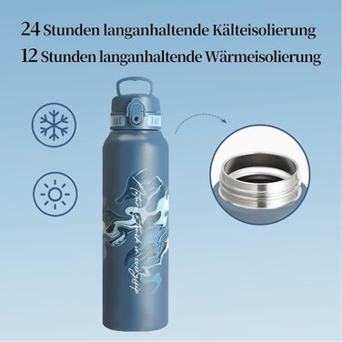 Фляга для води UZSPACE 1л (970мл) з нержавіючої сталі, термофляга з 1-кліком відкриття, 100% без витоку, для спорту, туризму, фітнесу, тренажерного залу, на вулицю, колір: лісовий зелений