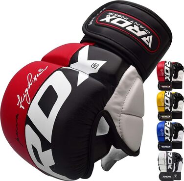 Боксерські рукавички RDX MMA для тренувань та боротьби, схвалені SMMAF, шкіра Palm-O Maya, для кікбоксингу, муай-тай, ММА, спарингу та ударної роботи