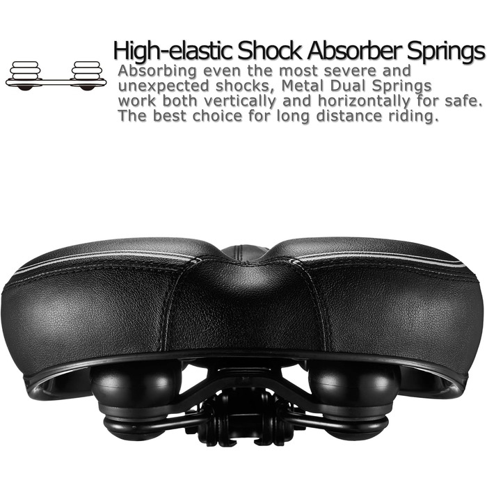 DAWAY C30 Комфортне велике сідло для велосипеда - сумісне з походами, тренуваннями, гірськими та шосейними велосипедами. Заміна великого велосипедного сідла з подушкою Memory Foam для чоловіків та жінок (еластомерні пружини)