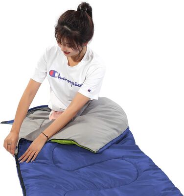 Сплячий мішок SWTMERRY для 3-4 сезони (літо, весна, осінь, зима) - теплий та легкий. Підходить для дорослих та підлітків, для походів, кемпінгу та рюкзаків. (односпальний, блакитний/зелений)