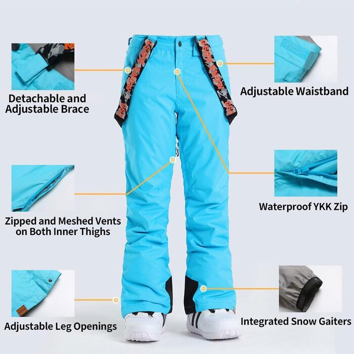 Жіночий гірськолижний костюм GSOU SNOW 2 частини: куртка та штани - водонепроникний, вітронепроникний, дихаючий, утеплений, з капюшоном (білий + синій, XS)