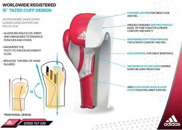 Боксерські рукавички Adidas Speed Tilt 250 - інноваційна технологія TILT, 16 oz, чорний/білий