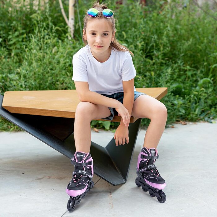 Дитячі ролики 2PM SPORTS з регульованим розміром для дівчаток та хлопчиків, ролери з колесами 82A PU, зелені (рожеві), розмір Small (EU 30-33)