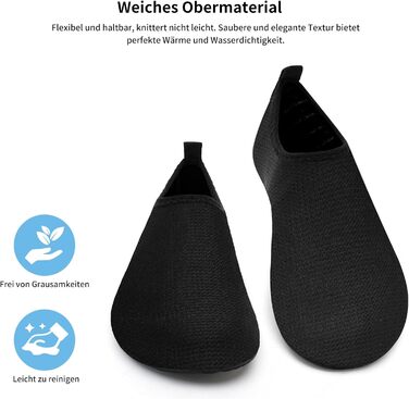 Шкарпетки для плавання WateLves: аквашузи для дорослих, дітей, унісекс. Швидко сохнуть, для пляжу, серфінгу, басейну. Розмір 46/47 EU, чорний Xbl