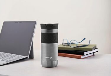 Термокухоль Contigo Byron Snapseal 470 мл, нержавіюча сталь, темно-сталевий колір - ізольований термос для напоїв, 100% герметичний, без BPA