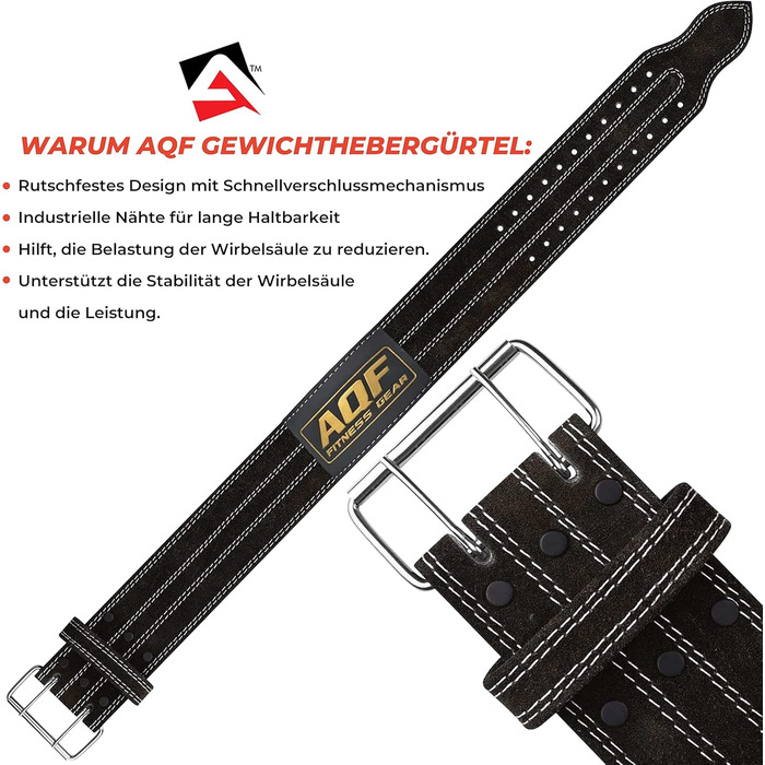 AQF Шкіряний важкоатлетичний пояс 4'', бодібілдинг, з підкладкою з натуральної шкіри, 10 мм, сталевою пряжкою, для чоловіків і жінок, чорний, розмір M (28-32 дюйми), для силових тренувань і підтримки попереку