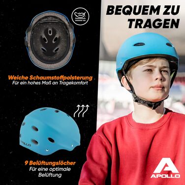 Дитячий та дорослий шолом Apollo для скейтборду, самокату та BMX, регульований, різні розміри та кольори