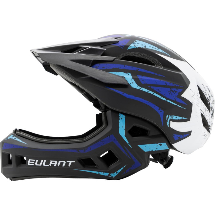 Дитячий велосипедний шолом EULANT з підборіддям, повнолицевий BMX/MTB, для хлопчиків і дівчаток, знімний підборідник, розмір S (48-52 см), синьо-жовтий