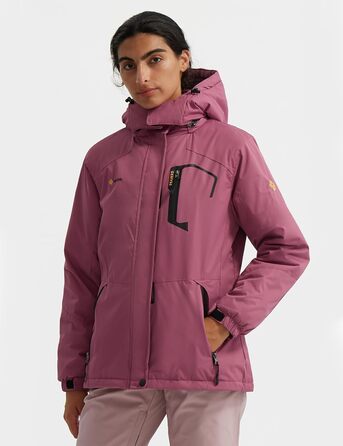 Жіноча водонепроникна гірськолижна куртка GEMYSE з флісовою підкладкою, вітрозахисна, з капюшоном, світло-рожевий колір