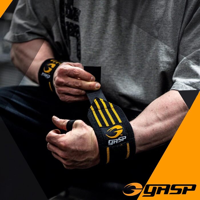 Чоловічі зап'ясткові фіксатори GASP Hardcore, чорні, для важкої атлетики